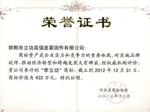 Trade mark certificate of honor